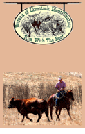 Livestock Identification logo over a cowboy cutting off a cow, horseback